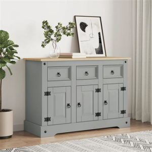 VidaXL Buffet Corona gris 112x43x78 cm bois massif pin mexicain 355084