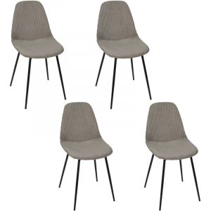 The home deco factory Lot de 4 chaises 54x45x85 cm en velours côtelé taupe - tako