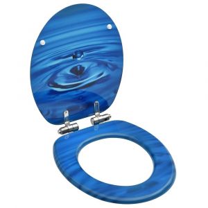 Siège WC Couvercle fermeture en douceur MDF Bleu Gouttes d'eau 02_0002934