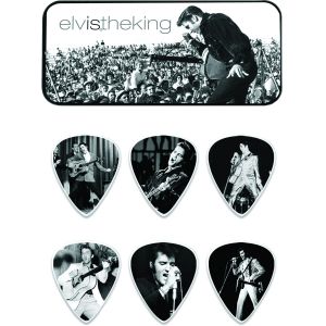 Image de Dunlop EPPT01 BOITE EN METAL DE 6 MEDIATORS MOTIF ELVIS PRESLEY THE KING
