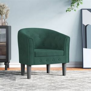 VidaXL Fauteuil de massage vert foncé velours