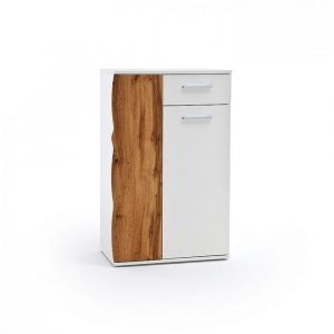 Inside75 Commode GRANTA bois 2 portes 4 étagères 1 tiroir finition laqué blanc brillant