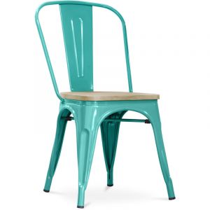 Chaise de salle à manger - Design industriel - Acier et bois - Nouvelle édition - Stylix Vert pastel - Bois, Acier - Vert pastel