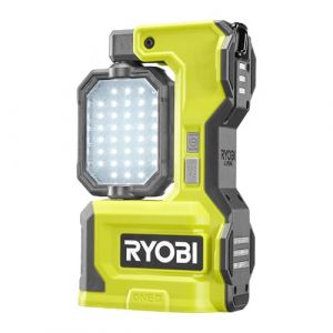 Ryobi Lampe LED Atelier 18V ONE+ RMTL18-0 – Projecteur de Chantier Sans Fil – Tête Pivotante 360°, Poignée de Transport, Éclairage Puissant Atelier, Compatible Batterie 18V ONE