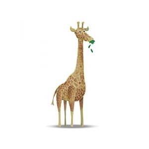 Komar Affiche d'art Cute Animal Giraffe - Taille: 50 x 70 cm - blanc, brun, vert