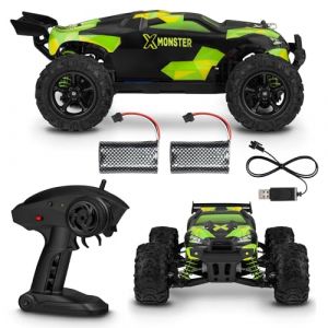 Overmax X-Monster 3.0 Voiture t&eacute;l&eacute;command&eacute;e Port&eacute;e de 100 m Grande Vitesse Jusqu&rsquo;&agrave; 45 km/h Suspension 4x4 Structure renforc&eacute;e sans Charge Jusqu&rsquo;&agrave; 40 Min, Vert