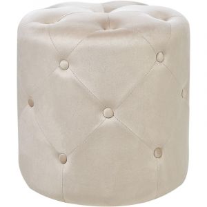 Pouf En Velours 40 Cm Beige Corolla
