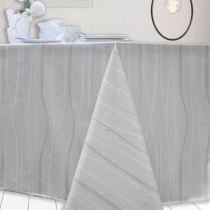 Calitex Nappe rectangulaire tissu damassé FIZZY gris perle