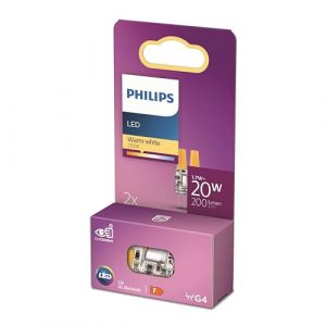 Philips LED ampoule standard, équivalent halogene 20W, culot G4, éclairage blanc chaud 2700K, 2 pack, nouvelle génération