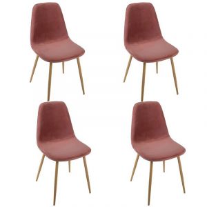 Lot de 4 Chaises en Velours "Roka" 87cm Rose Prix