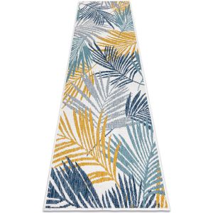 Rugsx - Tapis, tapis de couloir sizal cooper Feuilles 22258 écru / bleu foncé multicolour 70x250 cm