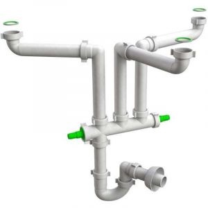 Kiamami Valentina Siphon D'évier De Cuisine 3 Bacs À Faible Encombrement / Space 3