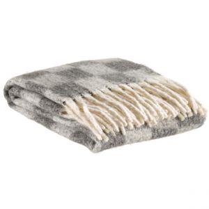 Declikdeco Plaid recyclé Isabel damier Ardoise 130 x 160
