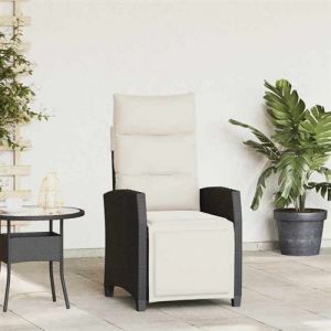 Chaise vidaxl exterieur pliable en rotin noir