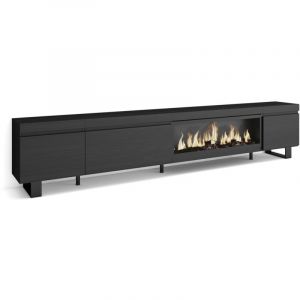 Meuble tv - Banc Télé - Grand espace de Rangement - 288x35x57 cm - tv grand format - Cheminée électrique xxl - Design industriel - Style moderne