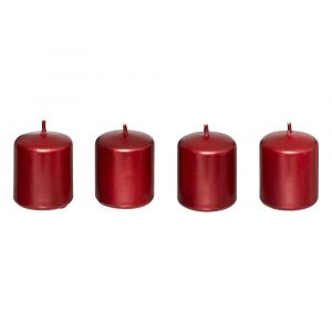 Lot de 4 Bougies Satin Rouge 160G