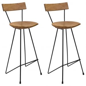 VidaXL Tabourets de bar 2 pcs Bois de teck massif. Produit Neuf ! Garantie 0 ans !