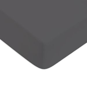 Drap housse coton uni zinc 80x200cm
