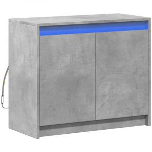 VidaXL Buffet avec LED gris béton 72x34x61 cm bois d'ingénierie, meuble de rangement, meuble de rangement cuisine, meuble de rangement de salon
