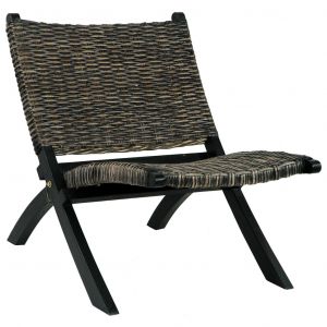 VidaXL Chaise de relaxation Noir Rotin naturel kubu et bois d'acajou