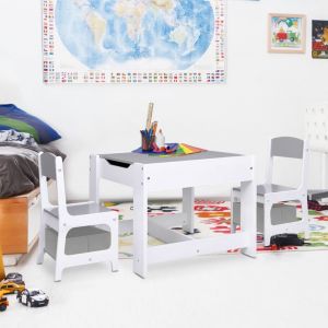 VidaXL Table pour enfants avec 2 chaises Blanc MDF