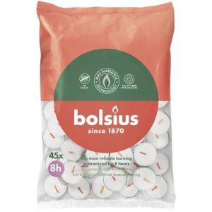 Bolsius Bougies chauffe-plat, lot de 45, blanches