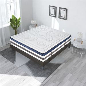 Maison Aubertin Ensemble Matelas Quintessence mémoire de forme 30cm + sommier tissu gris 90 x190 cm