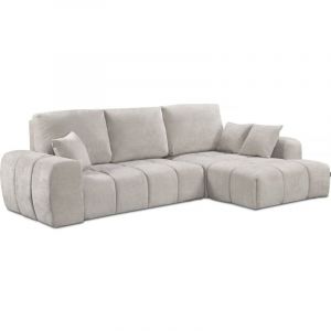 Image de Canapé d'angle droit convertible en tissu chenille "Verneuil" - 3 places - Beige