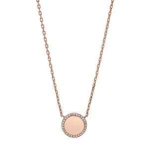 Fossil Collier Pastille Strass doré rose