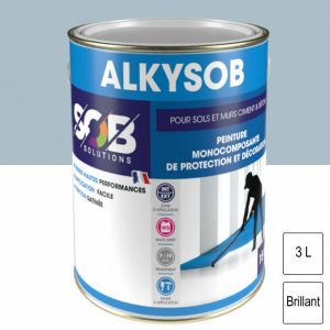 Image de Sob Solutions - Peinture professionnelle sols et murs en ciment et béton Gris blanc brillant 3L Alkysob sob peintures