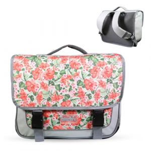 Cartable - BAGTROTTER - Offshore Grise Fleurs - Pour Enfant - L38 x l13 x H34 cm - Synthétique