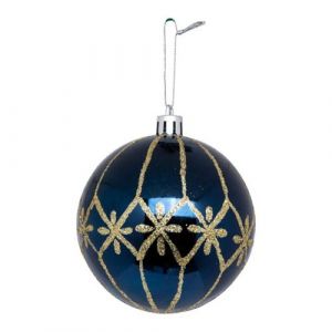 Atmosphera Créateur d'intérieur - Boule de Noël Déco Poussière d'étoiles 8cm Bleu