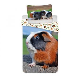 Image de AC-D&eacute;co Parure de lit en coton "Cochons d'Inde" - Multicolore - 140 x 200 cm