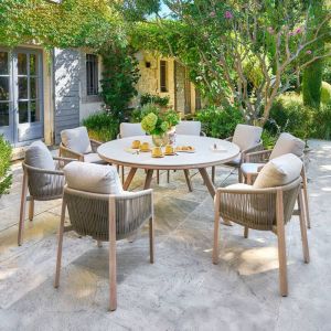Hesperide Table de jardin Nelora 8 places ronde beige