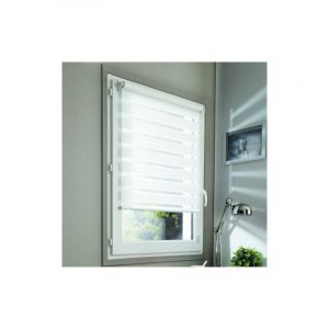 Madécostore Lot de 2 Stores Jour Nuit 1er Prix sans Percer - Blanc - L70 x H150cm