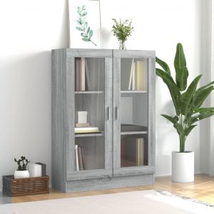 VidaXL Armoire &agrave; vitrine Sonoma gris 82,5x30,5x115cm Bois d'ing&eacute;nierie