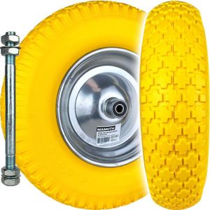 Oem Roue en caoutchouc plein pour brouette avec essieu 12x160mm 4.00-8 PU KT-101 von MAMUTH