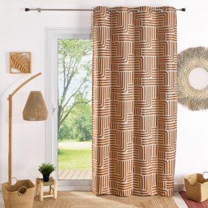 Rideau à oeillets tamisant jacquard Terracotta 140x260 cm