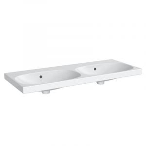 Geberit Keramag Acanto double lavabo 500628, sans trou pour robinet, avec trop-plein, 1200x480mm, Coloris: Blanc - 500.628.01.2