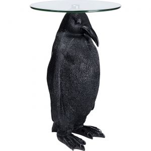 Image de Kare Design Table d'appoint pingouin noir plateau verre