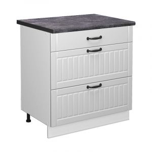 Vicco Meuble Cuisine Fame-Line, Blanc Campagne, 80 Cm Avec 3 Tiroirs, Pa Anthracite