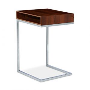 Relaxdays Table basse HxlxP: 61 x 37 x 38 cm table console table d'appoint canapé pour le salon chevet table ordinateur compartiment de rangement journaux papiers pieds en métal stables, nature