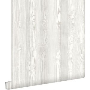 Estahome - papier peint imitation bois blanc, gris et beige