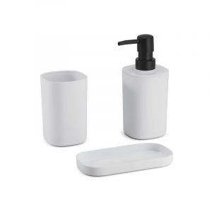 MSV Ensemble 3 accessoires de salle de bain LONA Blanc - Blanc