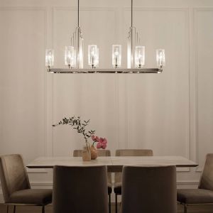Quintiesse Suspension Kimrose, &agrave; 10 lampes, nickel poli