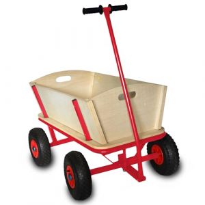 Rijoka Chariot de Jardin en Bois - Pneu pneumatique - Charge maximale de 100 kg - Capacit&eacute; 100L - 92x60x100cm