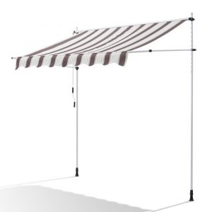 Canop&eacute;e Store Banne Manuel 200 x 150 cm - Auvent de Terrasse sans Per&ccedil;age - Protection Solaire R&eacute;glable avec Manivelle - Beige et marron