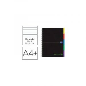 Oxford Liderpapel - Carnet en spirale ebook 5 couvercle extradura din a4+ 120 h horizontal couleurs assorties touch (pack de 5 pcs.)