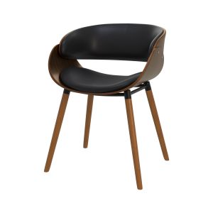 Rendez Vous Déco Chaise en cuir synthétique noir et bois plaqué noyer