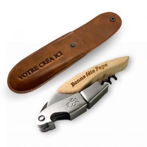 Tire bouchon bois à personnaliser Mabouteille - Tire-bouchon gravure laser + Etui personnalisable [ Coffret tire bouchon vin ]
